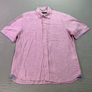 Patrick James Shirt Mens Large Pink Linen Button Up Classic Fit Casual